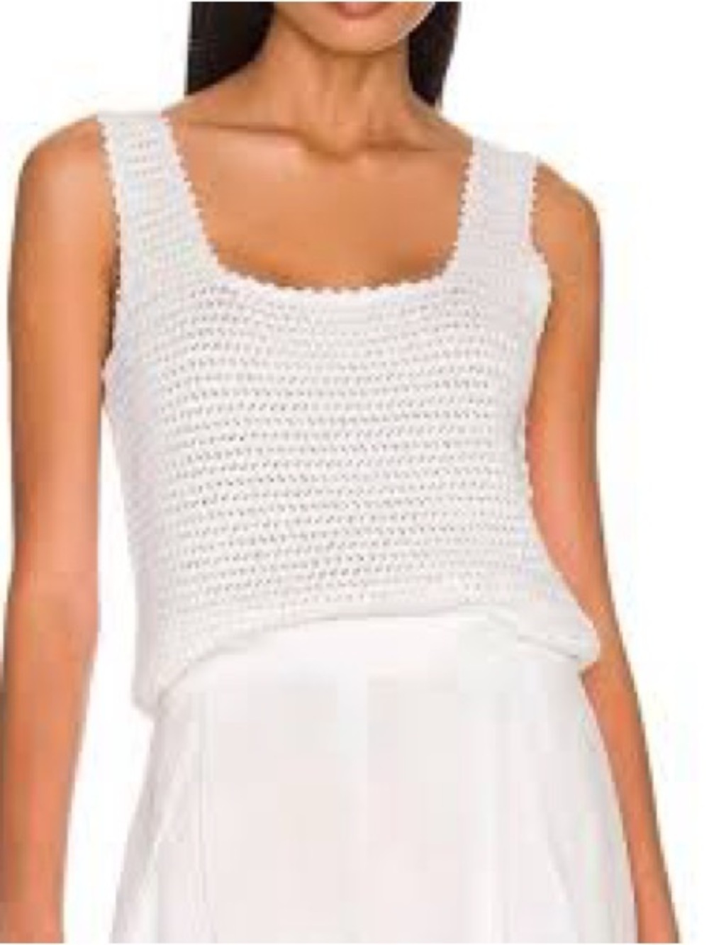 Vince White Crochet Knit Tank Top